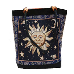 Sac à bandoulière en toile de coton tissé à la main avec motif géométrique Sun Design, sac fourre-tout écologique fait main, léger et décontracté pour tous les jours - Product Image 2