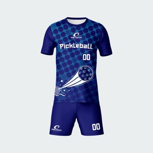 Conjunto de Camiseta y Pantalones Cortos de Pickleball Unisex, Ropa Deportiva Sublimada que Absorbe la Humedad, Azul y Blanco, Corte Regular para Adultos - Product Image 6