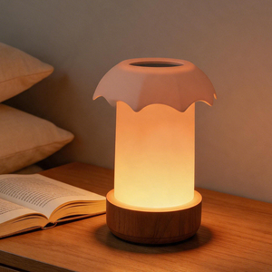 Tulip Shape LED Night <b>Light</b> Warm White Manual Button Crystal Base <b>USB</b> <b>Rechargeable</b> Modern Home Bedroom Lamp - Product Image 2
