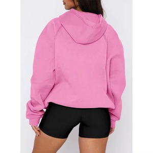 Sudadera con Capucha Oversize para Mujer, Manga Larga, Color Liso, Hombro Caído, Top Corto Casual, de Algodón Tejido, para Otoño - Product Image 4