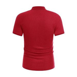 เสื้อโปโลชายสีแดงลายสก็อตแขนสั้นทรงปกติแบบลำลองลายทอ ดีไซน์ขายส่ง ผู้ผลิตเสื้อโปโลชายแบบสั่งทำ - Product Image 2