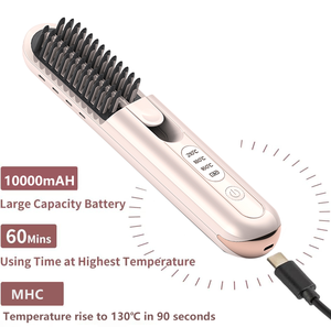 Plancha de pelo inalámbrica portátil Ajuste de temperatura de 3 velocidades Batería de 10000 MAh Mini <span class=keywords><strong>cepillo</strong></span> <span class=keywords><strong>alisador</strong></span> de pelo de gran capacidad - Product Image 6