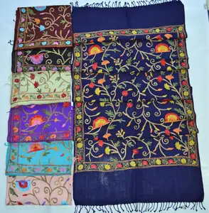 Wonderful shawls wool embroidered scarf shawls for men wear wool embroidery shawls scarves Made in india