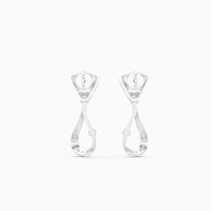 Pendientes de Diamantes Geométricos en Plata 925, Joyería Clásica para Mujer, Corte Brillante Redondo, Engaste de Garras - Product Image 2