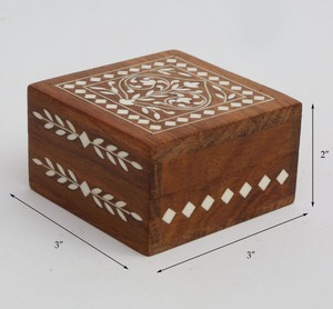 Decorative Eco-Friendly Oriental Wooden Storage <b>Box</b> with <b>Floral</b> Pattern and Divided Sections for Jewelry Trinkets Gift Packaging - Product Image 3