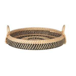 Round Rattan Serving Tray <b>Breakfast</b> Tray Handwoven Wicker Serving Platter Decorative Ottoman Coffee Table Tray - Product Image 6