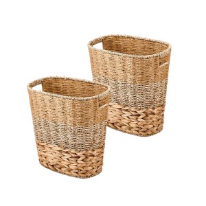 Juego de 3 Cestas de Almacenamiento Multiusos Rústicas y Ecológicas de Jacinto de Agua con Asas para el Hogar - Product Image 1