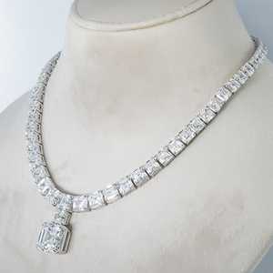 ผู้ส่งออกอินเดีย ได้รับการรับรองจาก IGI สร้อยคอเพชรทรง Asscher Cut เต็มเม็ด ทองคำขาว 18K สำหรับงานแต่งงาน ราคาโรงงาน - Product Image 5