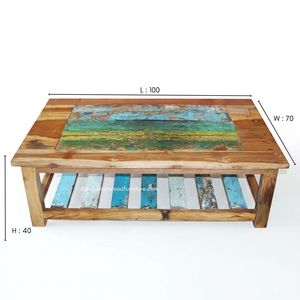 Durable Wood Rustic <b>Coffee</b> <b>Table</b> Handcrafted Minimalist Vintage Industrial Living Room Furniture Reclaimed Boat Wood - Product Image 1