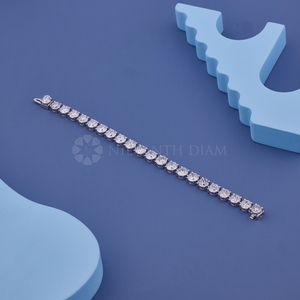 Bracelet jonc en or massif 10K 14K 18K à taille ronde, or blanc de laboratoire, avec diamants fins, pour femme, en vente, export - Product Image 2