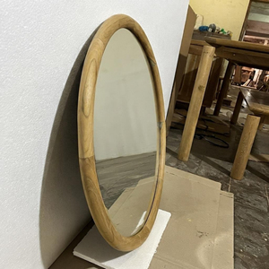 Teak Wood <b>Round</b> <b>Wall</b> <b>Mirror</b> Frame Large Solid Timber Decorative Floor <b>Mirror</b> for Living Room Home Decor Accent Woodwork Interior - Product Image 4