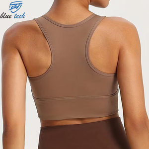 Women's Simple Sleeveless Yoga Sports <b>Bra</b> High for Breathable Crisscross <b>Straps</b> Front Logo Plus Size Gym Workout Activewear - Product Image 4