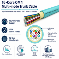 Kabel Serat Optik Multimode OM4 16 Inti untuk Dalam Ruangan dengan Jaket LSZH, Kabel Pusat Data Tahan Api GB/T 18380.33