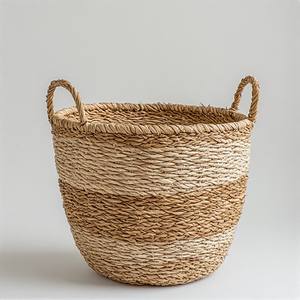 Cesta de mimbre trenzada a mano de gran capacidad y duradera para cocina, baño, lavandería y almacenamiento diario del hogar - Product Image 1