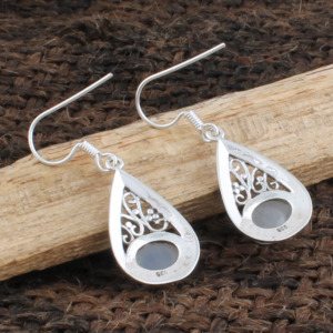 Pendientes de Piedra Lunar Arcoíris Natural al por Mayor, Pendientes Colgantes de Plata de Ley 925 con Gemas Vintage para Mujer, Joyería Fina de Fábrica - Product Image 6