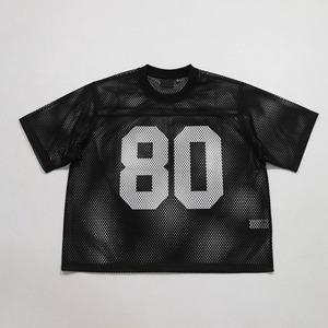 Maillots de football OEM amples et oversize en jersey de coton épais 100% avec fermeture éclair et manches courtes, motif lettres - Product Image 4