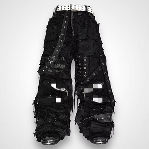 Pantalones Vaqueros Personalizados para Hombre, Diseño Heavy Metal, Ropa Hip Hop, Vaqueros Negros Desgastados - Product Image 5