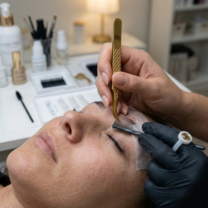 Ensemble de 3 pinces à épiler en titane doré de qualité supérieure, pinces de précision à poignée diamantée, fournitures pour extensions de cils en gros - Product Image 6