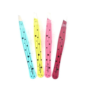 Pinzas inclinadas con logotipo personalizado, pinzas puntiagudas para recortar cejas planas, aplicador, pinzas para cejas de acero inoxidable, instrumentos de belleza - Product Image 1