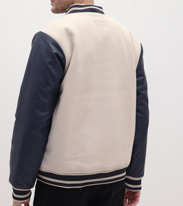 Chaqueta Bomber Unisex Estilo Universitario con Cuello Alto, Resistente al Viento y Transpirable, de Lana/Poliéster para Ropa Urbana Universitaria, Fabricada por Power Punch - Product Image 4