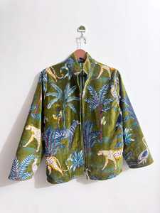Vestidos Casuales de Tela, Hechos a Mano, Tejidos, Ecológicos, con Estampado Tropical, de Terciopelo, Manga Larga, Cuello Alto, Corte Holgado, para Verano - Product Image 4
