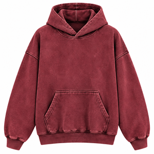Sudadera con Capucha Extra Grande Estilo Vintage en Color Borgoña, 100% Algodón Felpa, Sudadera Tipo Pullover, Ropa Urbana - Product Image 2