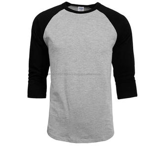 เสื้อยืดเบสบอลสำหรับผู้ชายเสื้อยืดสีดำแบบกำหนดเอง34มือ Raglan - Product Image 3