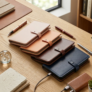 Funda tipo cartera minimalista de cuero con cierre de broche - Product Image 3