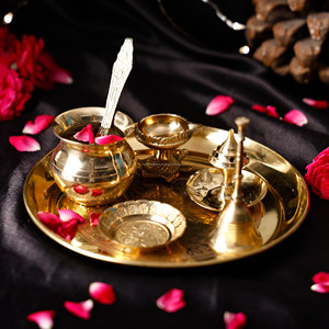 ชุด Pooja Thali ทำจากทองเหลืองสำหรับตกแต่งบ้าน - Product Image 4