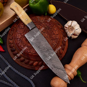 Cuchillo de Cocina Profesional de 8 Pulgadas, Hecho a Mano, de Acero de Damasco, con Diseño Moderno, Mango de Hueso de Camello Ambidiestro, Estilo Japonés, OEM - Product Image 2
