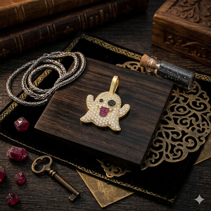 Pendentif Collier Hip Hop Plaqué Or 10K Tendance avec Breloques Diamant Moissanite VVS Motif Fantôme Snapchat Givré – Cadeau pour Lui/La - Product Image 6