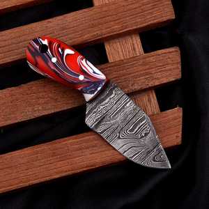 Damascus Steel Hunting <b>Knife</b> Straight Back Blade Wood <b>Handle</b> Outdoor Survival EDC Utility <b>Knife</b> - Product Image 2