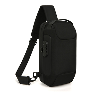 Bolso bandolera unisex de nailon con cierre de cremallera para uso diario, estilo práctico, color negro - Product Image 3