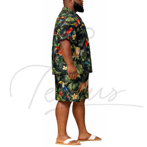 เสื้อเชิ้ตฮาวายแขนสั้นลายป่าสำหรับผู้ชายไซส์ใหญ่ ผ้าฝ้าย เสื้อผู้ชายสไตล์สตรีทแวร์ คุณภาพดี รับสกรีนโลโก้ - Product Image 3