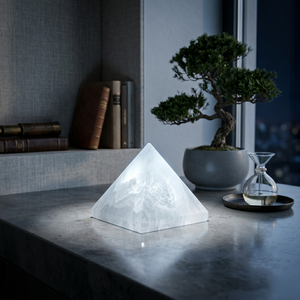 Pyramide en sélénite naturelle Kartavya, pierre de cristal polie pour la décoration intérieure et la guérison Reiki - Product Image 2