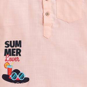 ลายพิมพ์ครึ่งแขนสั้น kurta ฤดูร้อนคนรัก-พีช - Product Image 3