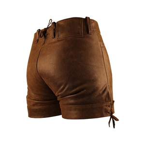 Pantalones Cortos de Hombre Marrones de Cintura Alta con Cierre de Cremallera, Estilo Casual, Tejido de Tela, Color Sólido, Cremalleras Decorativas - Product Image 2