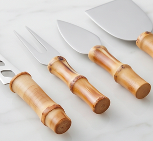 Juego de cuchillos para queso de acero inoxidable con acabado plateado, utensilios de cocina con mango de madera y espátula para queso - Product Image 2