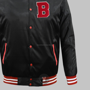 Chaqueta de satén American Gear con botón frontal personalizado letras al por mayor chaqueta universitaria chaqueta de satén Varsity hombres - Product Image 5