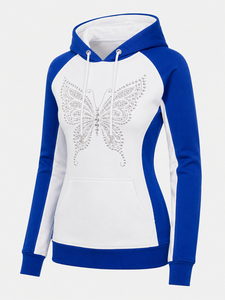 Women's Winter Oversized Lined Anti-shrink Rhinestone Hoodie <b>Sparkly</b> Crystal Comfortable Long Sleeve Casual Streetwear <b>Top</b> - Product Image 3