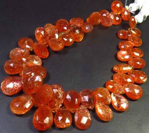 Cuentas de Piedra Solar Arcoíris Africana de Primera Calidad, Facetadas en Forma de Pera, Color Naranja, 8-14 mm, 100% Naturales, con Brillo Confeti, Gema de Piedra Solar, Hilo de 8 Pulgadas para Joyería - Product Image 4