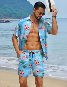Men Quick Dry <b>Set</b> Tropical Print Short Sleeve Shirt Beach Shorts Matching Holiday Summer Casual Colorful top mens <b>twin</b> <b>set</b> match - Product Image 5