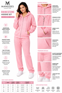 Women Plus Size Eco-Friendly Breathable Rhinestone 2-Piece Tracksuit <b>Set</b> Zip Hoodie Wide Leg Pants Casual Sportswear Jogger - Product Image 5