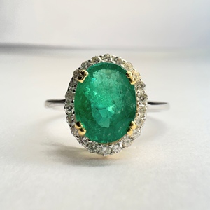 Oval Lab Grown <b>Diamond</b> <b>Ring</b> in 18K Yellow & White Gold | 3.45 CT Women's Fine Jewelry - Product Image 6