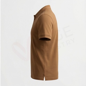 Chemise décontractée pour homme en piqué 100 % polyester bleu marine à manches courtes, respirante, infroissable, coupe classique, design tricoté uni - Product Image 3