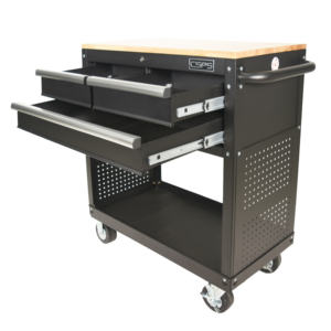 Chariot d'atelier mécanique 91 cm en acier thermolaqué, chariot de rangement industriel robuste certifié ISO9001, 3 tiroirs, OEM - Product Image 4