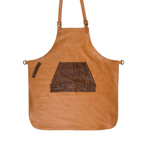 HARAZ INTERNATIONAL Unisex Cowhide Leather <b>Work</b> Apron Brown Leather Straps <b>Waterproof</b> Needle Detection Seamless Fusing Workshop - Product Image 4