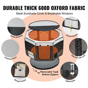 Recinto Pieghevole Premium Impermeabile da 46 Pollici, Gabbia Portatile per Cani e Gatti, in Tessuto Oxford 600D - Product Image 3