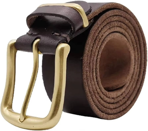 Cinturón de Cuero Vacuno para Hombre, Diseño Personalizado, de Marca Famosa, de Lujo, Vintage, Ecológico, con Hebilla de Aleación de Cobre - Product Image 3