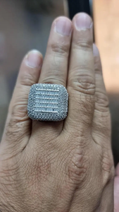 Iced Out Square Baguette <b>Ring</b> Hip Hop Jewelry Silver <b>Statement</b> <b>Ring</b> Diamond Look Cubic Zirconia Bling <b>Ring</b> - Product Image 6